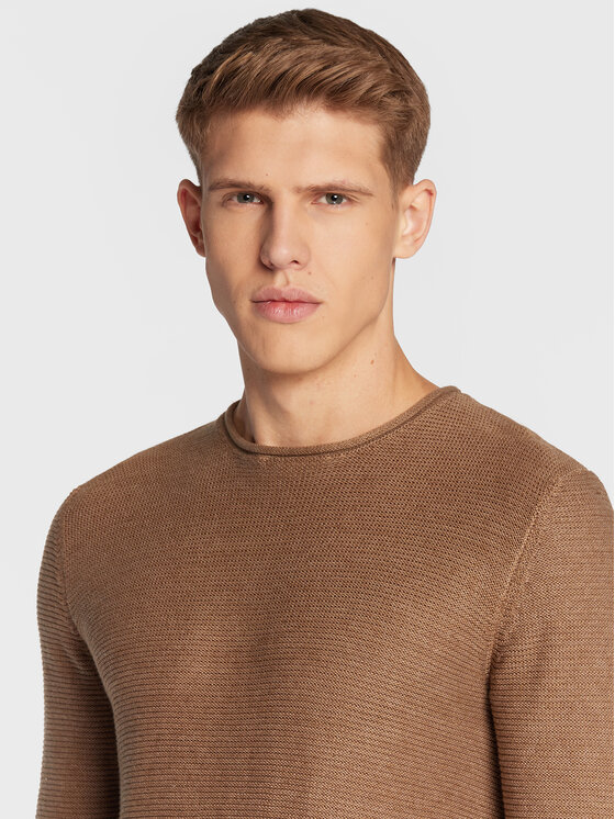Solid Solid Sweter 21104152 Brązowy Regular Fit