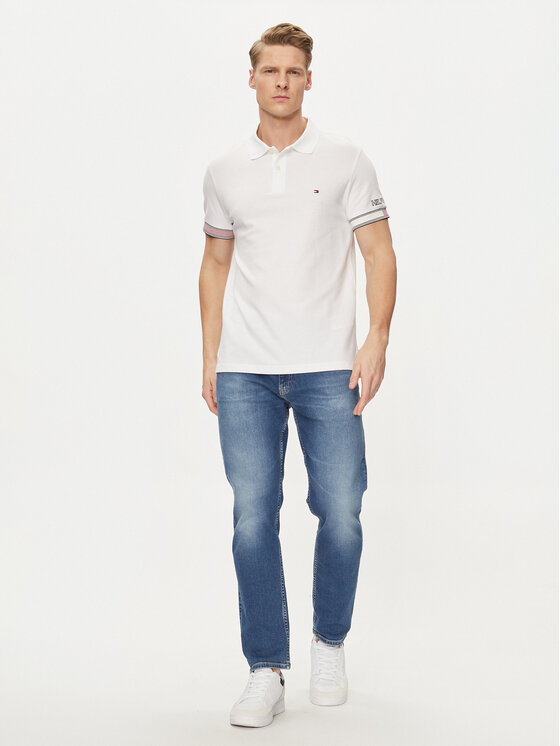 Tommy Hilfiger Tommy Hilfiger Polo Flag MW0MW34780 Biały Slim Fit