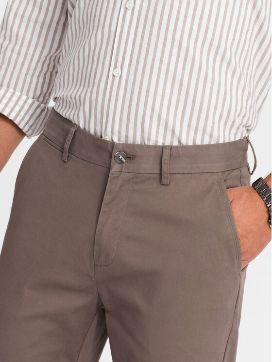 Ombre Ombre Chinosy OM-PACP-0183 Brązowy Regular Fit