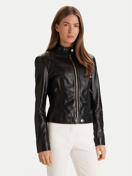 Marciano Guess Marciano Guess Kožená bunda 6RGL09 7133A Čierna Regular Fit