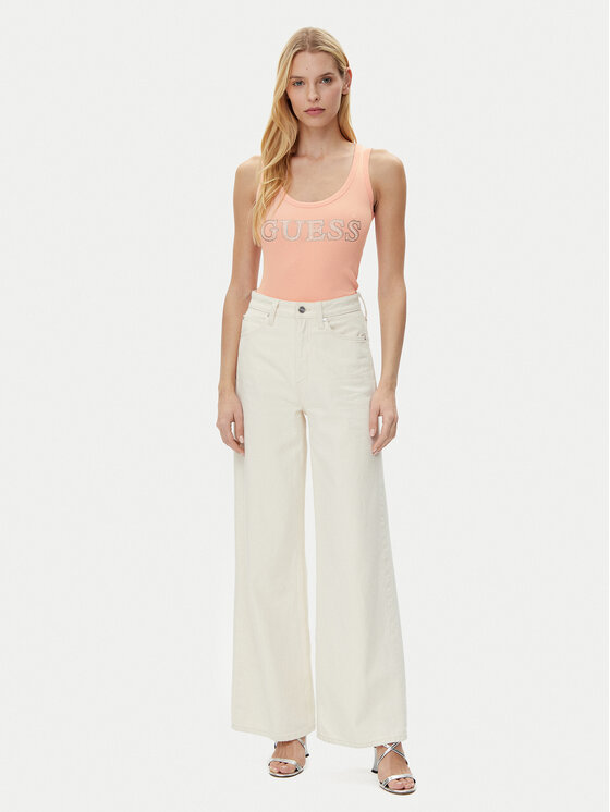 Guess Guess Top W5GP29 KA0H1 Beżowy Regular Fit