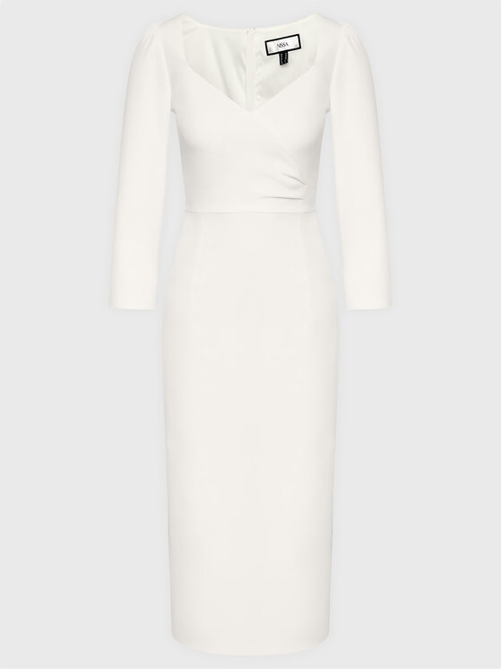 Nissa Nissa Sukienka codzienna RZ13994 Biały Slim Fit
