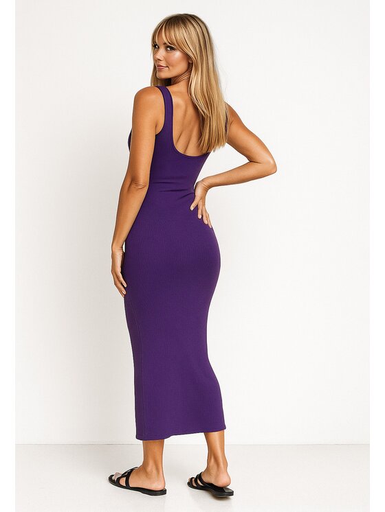 Nudyess Nudyess Letné šaty Melanie Maxi z prążka Fialová Fitted Fit