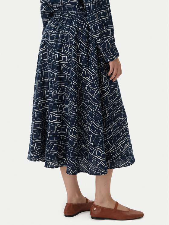 Tommy Hilfiger Tommy Hilfiger Midi sijonas WW0WW50753 Tamsiai mėlyna Regular Fit