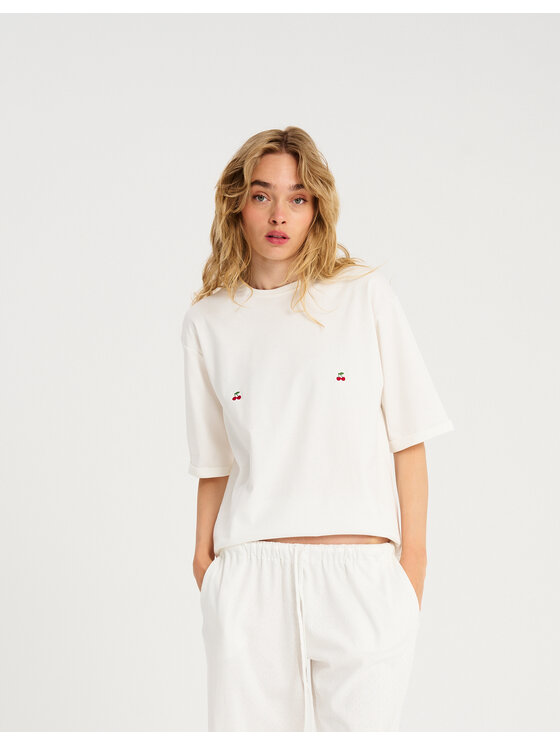 Le Songe Le Songe T-Shirt CHERRY Biały Oversize