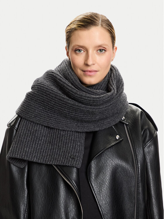 Calvin Klein Calvin Klein Šallīte Ck Metal Wool Rib Scarf LV04D8056G Pelēks