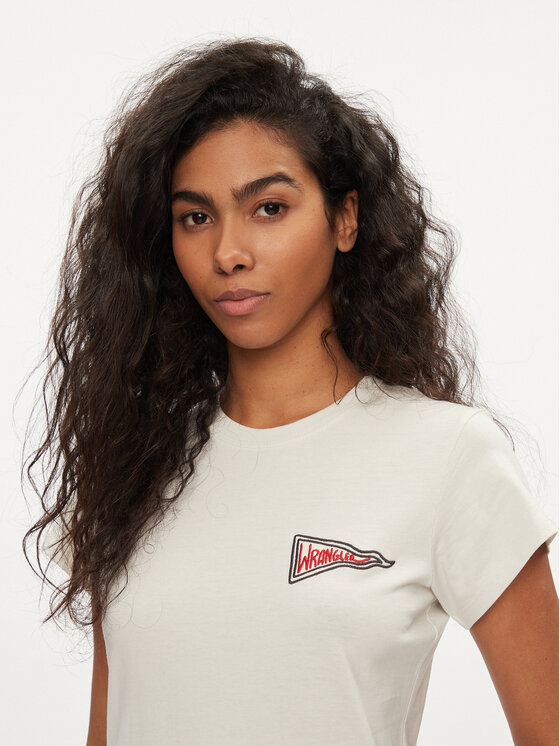 Wrangler Wrangler T-Shirt Shrunken Band 112350301 Εκρού Slim Fit