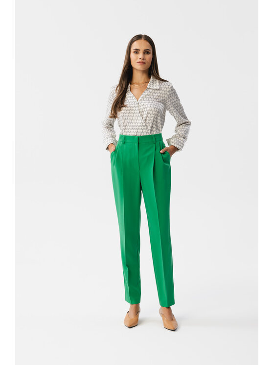 Stylove Stylove Kalhoty z materiálu S356 Zelená Modern Fit