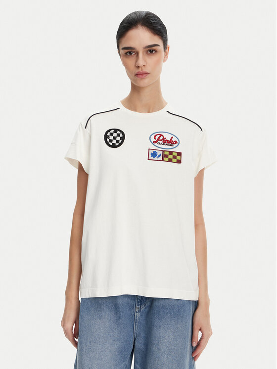 PINKO PINKO T-Shirt 105270 A2ME Biały Regular Fit