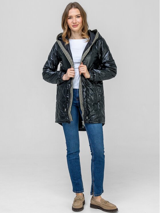 Perso Perso Kabát pro přechodné období BLE238787F Černá Regular Fit