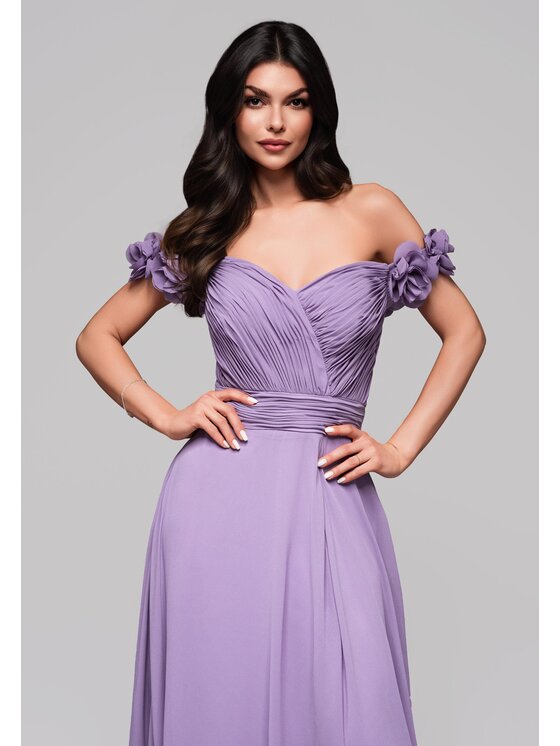Ombre Ombre Sukienka wieczorowa LA-OM-DLR141 Fioletowy Regular Fit