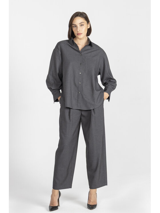 Deni Cler Milano Deni Cler Milano Spodnie materiałowe T-DC-5268-E5-40-80-1 Szary Loose Leg