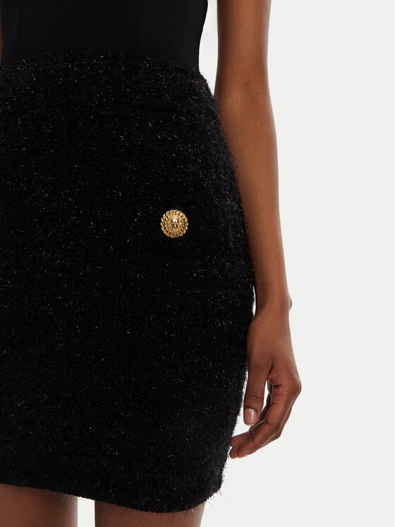 Balmain Balmain Fustă mini DF1LB015KG43 Negru Slim Fit