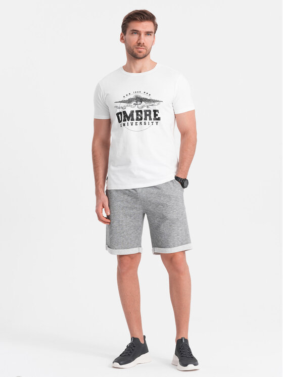 Ombre Ombre Šortky z materiálu OM-SRSK-0116 Šedá Loose Fit