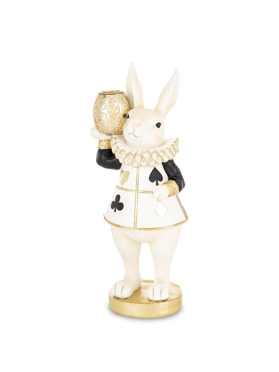 MIAhome MIAhome Figurka króliczka LUISA ze złotym wazonem Biały