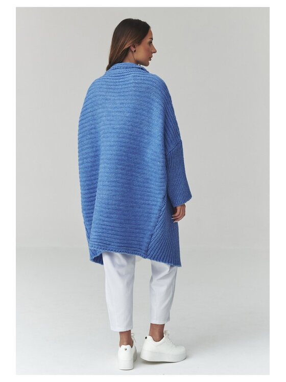 Makadamia Makadamia Sweter S173 Niebieski Loose Fit