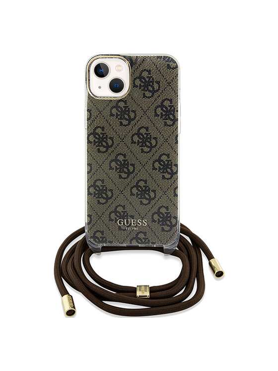 Guess Guess Etui na telefon iPhone 15 Brązowy