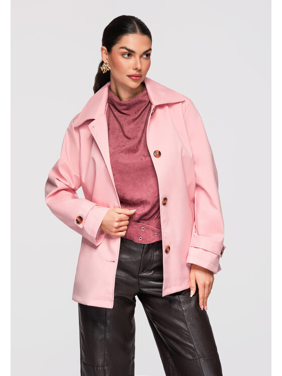 Ombre Ombre Kabát pro přechodné období OW-COLC-0114 Růžová Regular Fit