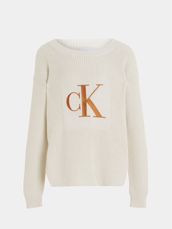 Calvin Klein Jeans Calvin Klein Jeans Sweter Monogram IG0IG02259 Écru Regular Fit