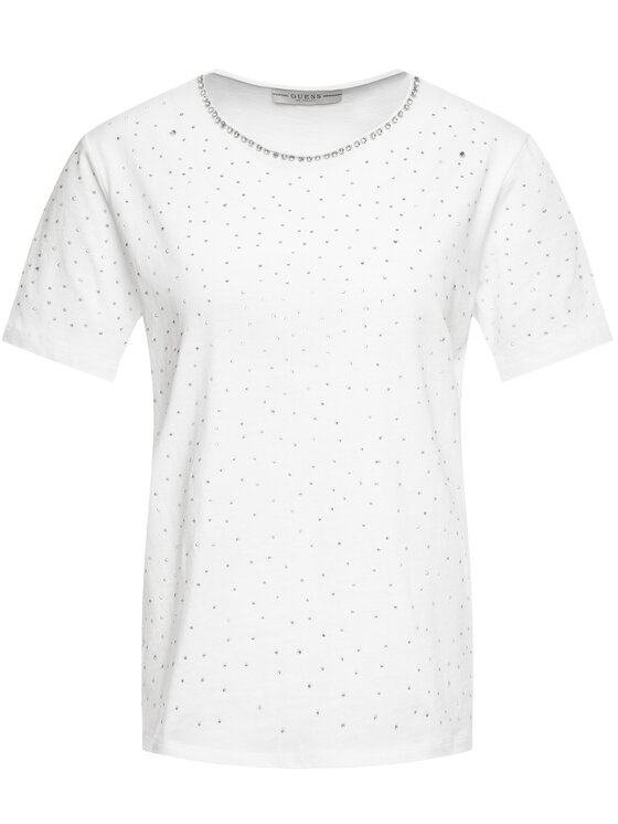 Guess Guess T-Shirt Edwina W01P92 K7DN0 Biały Slim Fit