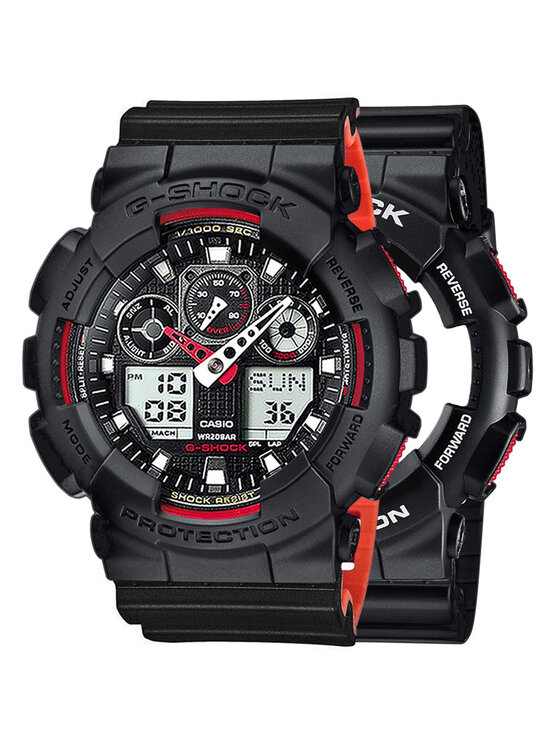 Casio Casio Zegarek SET GA-100-1A4ER + BEZEL 10358741 + PASEK 10577142 Czarny