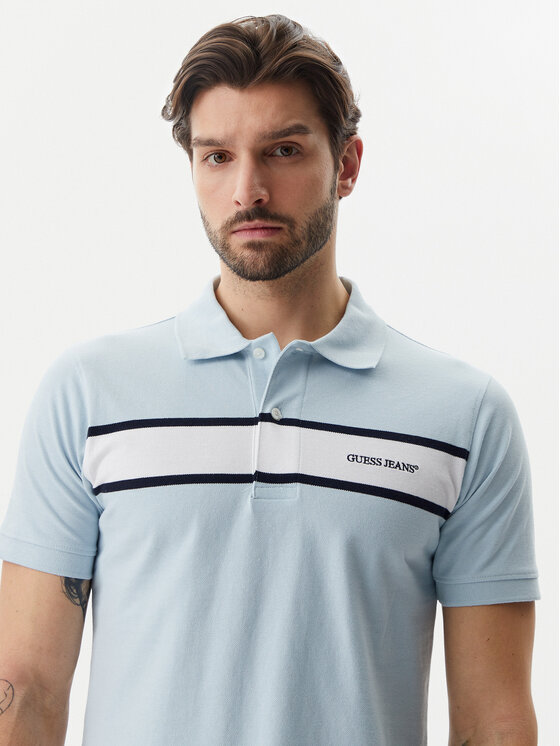 Guess Jeans Guess Jeans Polo M5GP29 KCJV1 Błękitny Regular Fit