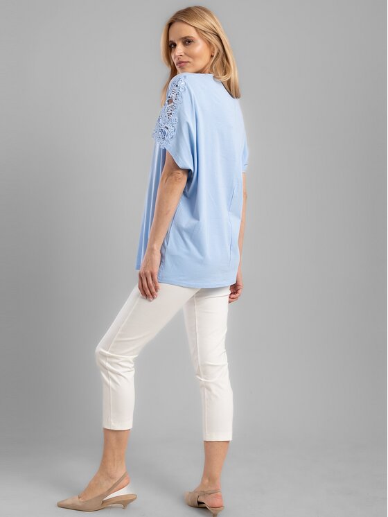 Perso Perso T-Shirt TCE242114F Błękitny Regular Fit