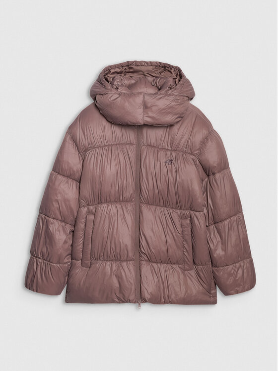 4F 4F Kurtka puchowa URBAN COMMUTER Brązowy ciemny Oversize
