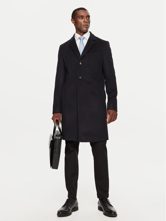 BOSS Boss Вълнено палто H-Hyde 50525739 Тъмносин Slim Fit