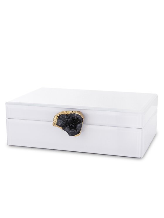 MIAhome MIAhome Szkatułka na biżuterię z MDFu z agatem 8x24,5x18,5 cm biała Biały