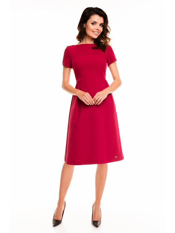 Awama Awama Sukienka letnia A130 Bordowy Basic Fit