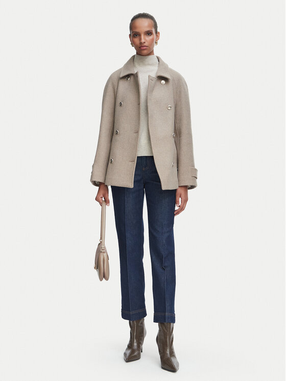 Rinascimento Wollmantel CFC0131098003 Beige Regular Fit
