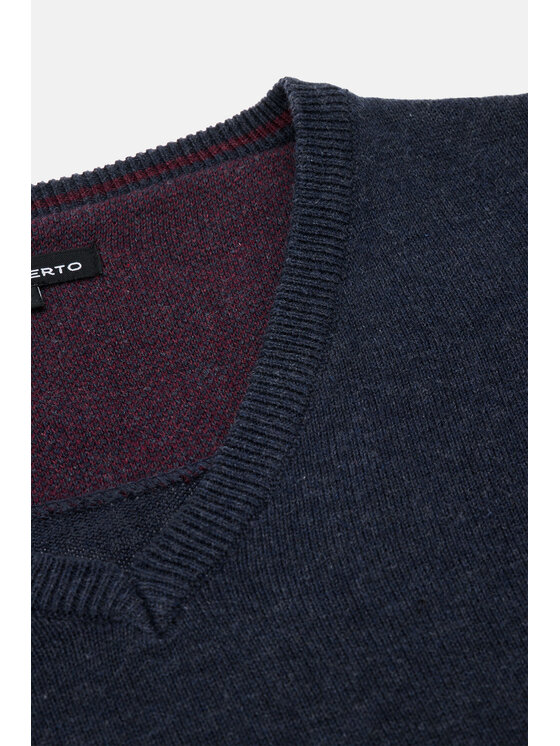 Lancerto Lancerto Sweter Harrison SW073123000007 Granatowy Slim Fit