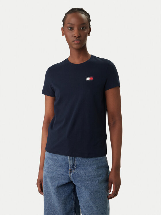 Tommy Jeans Tommy Jeans Marškinėliai Wavy Flag DW0DW22274 Tamsiai mėlyna Regular Fit