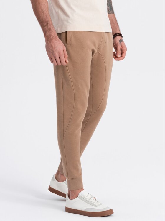Ombre Ombre Joggers kalhoty OM-PABS-0173 Hnědá Regular Fit