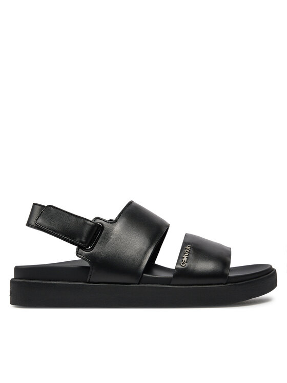 Calvin Klein Calvin Klein Sandále Flat Sandal Calvin Mtl Lth HW0HW01984 Čierna