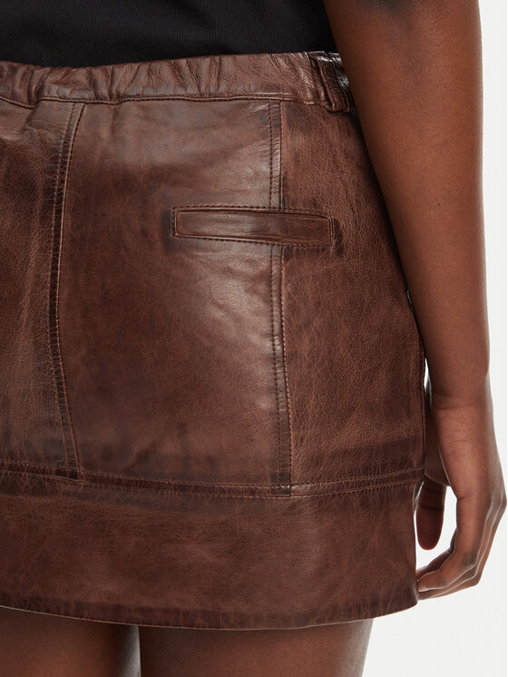 PINKO PINKO Bőr szoknya Geordie 104957 A2I1 Barna Slim Fit