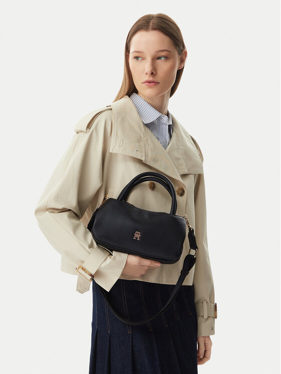 Tommy Hilfiger Geantă Th Logotape Mini Satchel AW0AW18743 Negru