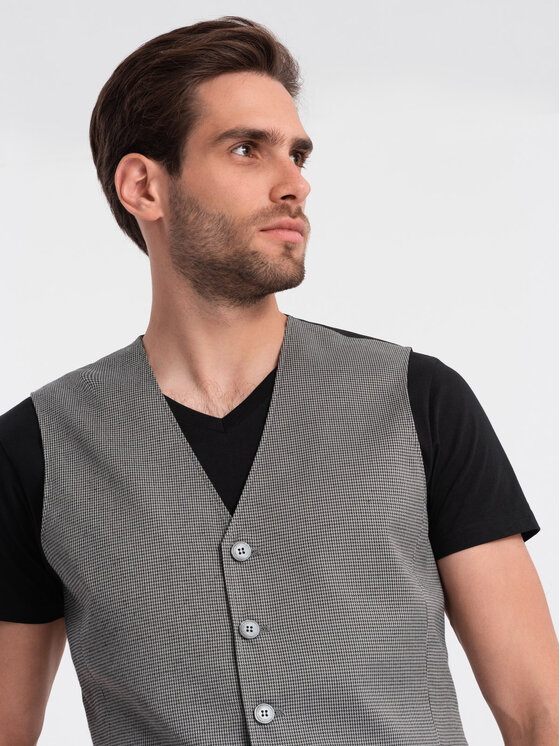 Ombre Ombre Kamizelka OM-BLZV-0111 Szary Fitting Fit
