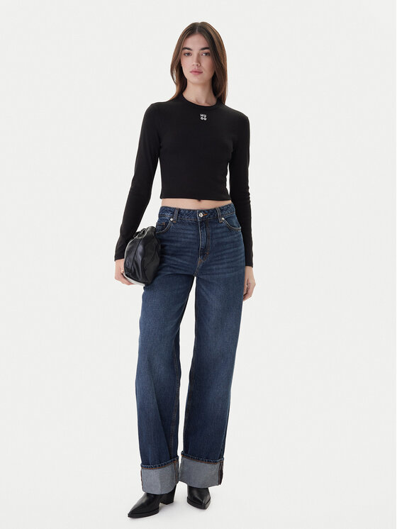HUGO Hugo Bluză Dafilomena_3 50518378 Negru Slim Fit