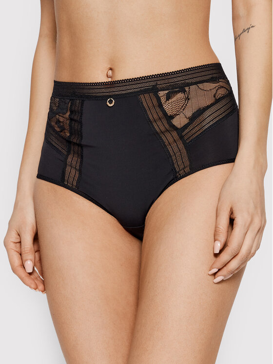 Chantelle Chantelle Klasszikus magas derekú alsó True Lace C11M80 Fekete