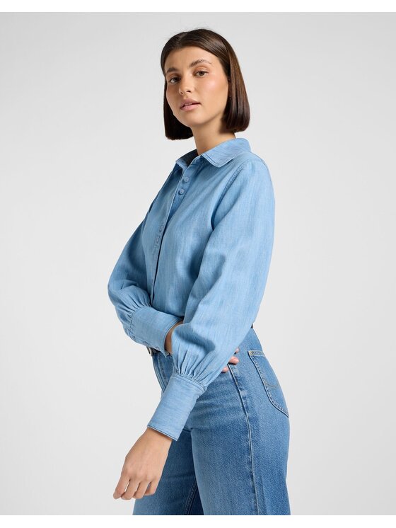 Lee Lee Koszula BALLOON SVE SHIRT Niebieski Relaxed Fit