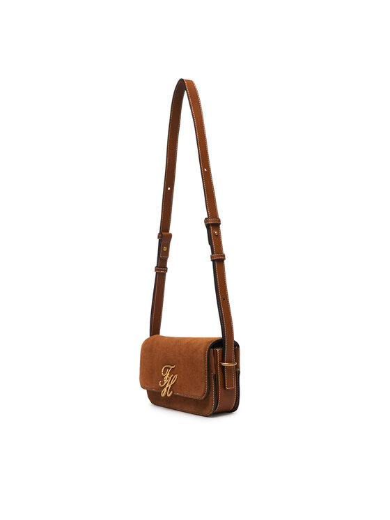 Tommy Hilfiger Tommy Hilfiger Дамска чанта Script Leather Crossover Suede AW0AW19326 Кафяв