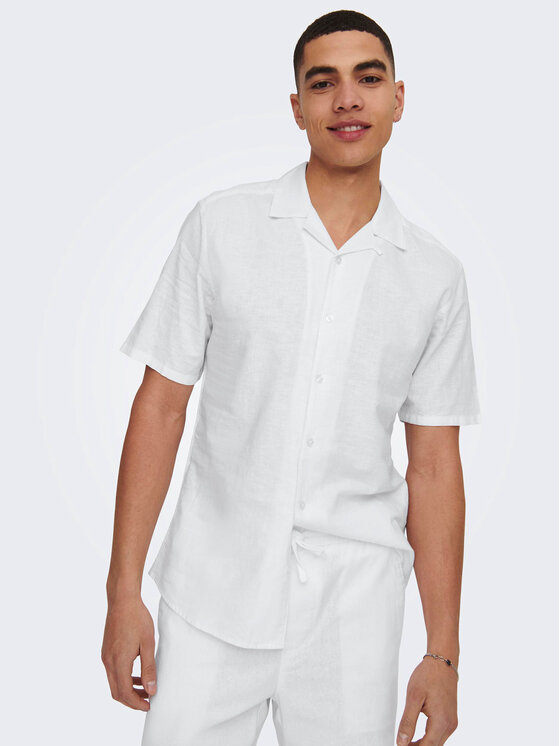 Only & Sons Only & Sons Marškiniai Caiden 22025116 Balta Slim Fit