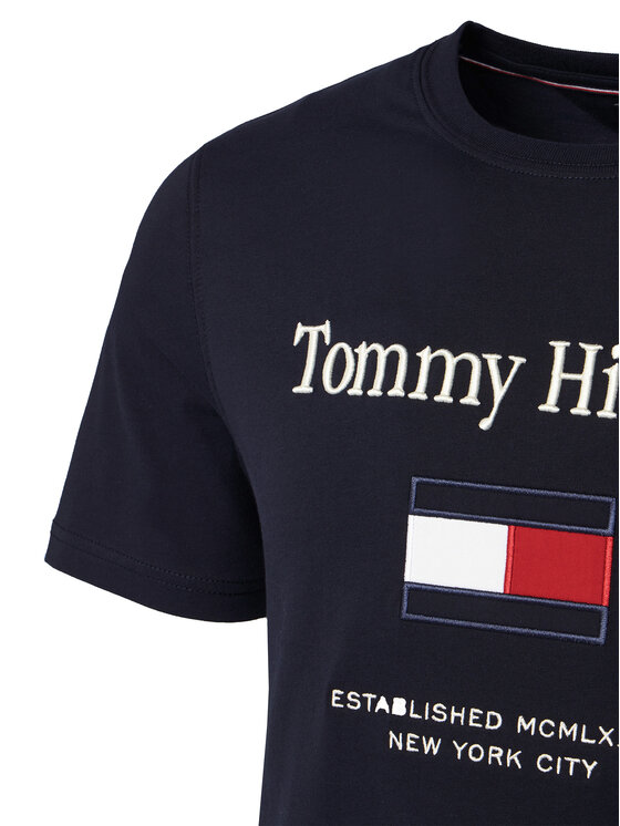 Tommy Hilfiger Tommy Hilfiger T-Shirt Embro Flag MW0MW42736 Granatowy Regular Fit