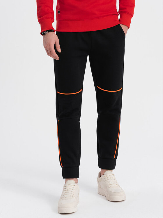 Ombre Ombre Spodnie dresowe OM-PASK-0145 Czarny Regular Fit