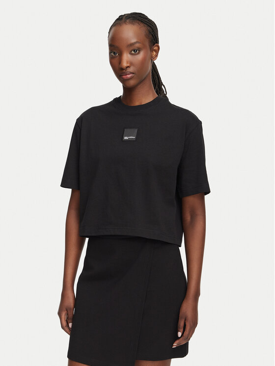 Karl Lagerfeld Jeans Tricou B3W17022 Negru Boxy Fit