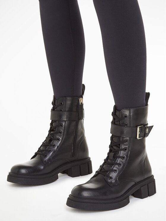 Tommy Hilfiger Tommy Hilfiger Trapery Cool Feminine Bikerboot FW0FW07322 Czarny