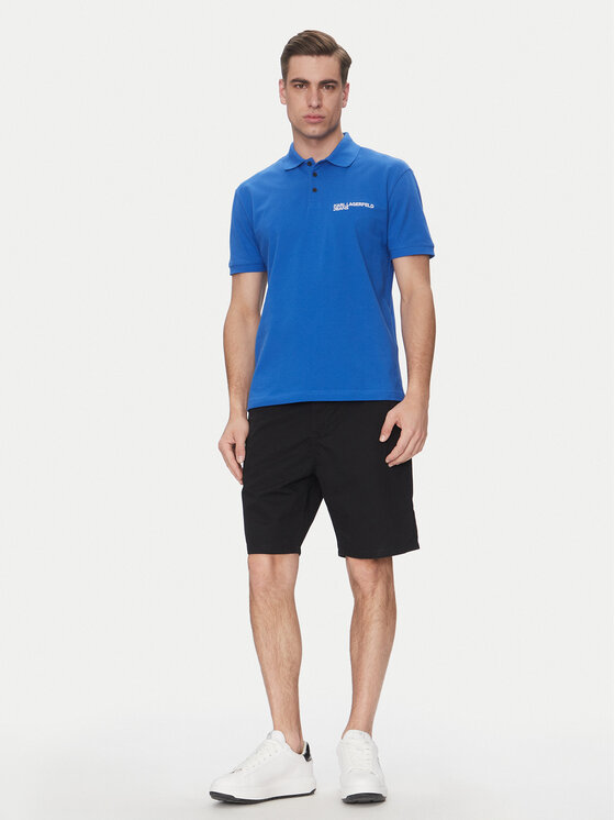 KARL LAGERFELD KARL LAGERFELD Тениска с яка и копчета A2M17094 Син Regular Fit