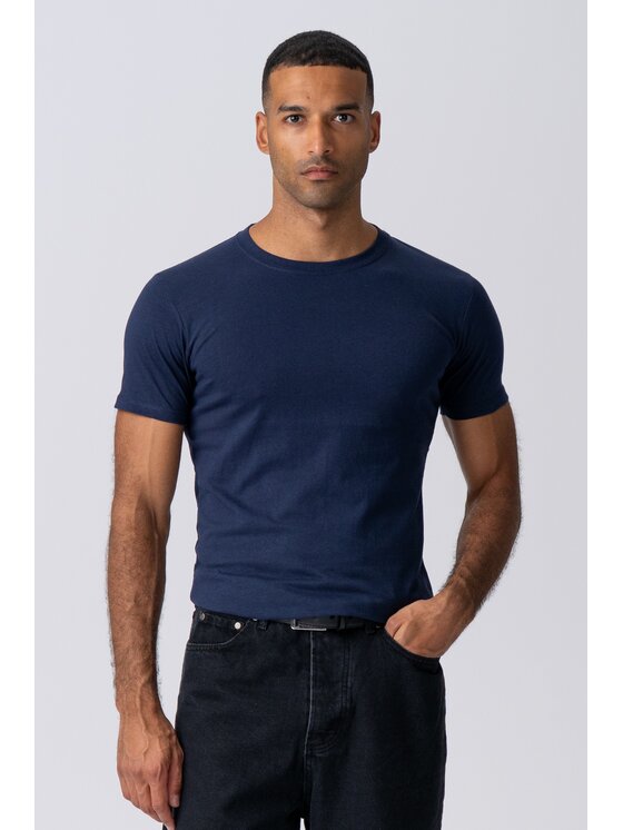TeeShoppen TeeShoppen T-Shirt 'Muscle Collection' Granatowy Slim Fit